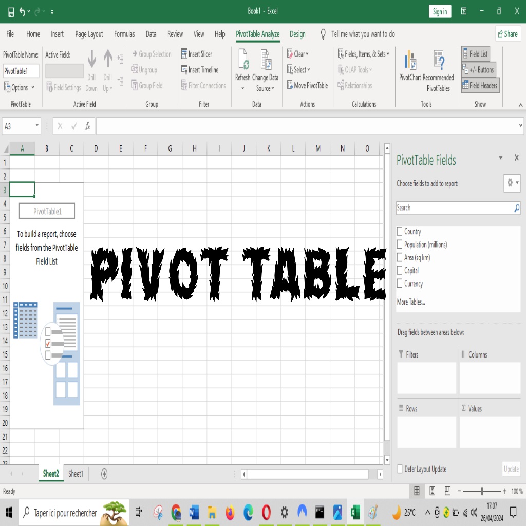 Comment Créer un Tableau Croisé Dynamique(Pivot Table) dans Excel : Un Tutoriel Étape par Étape